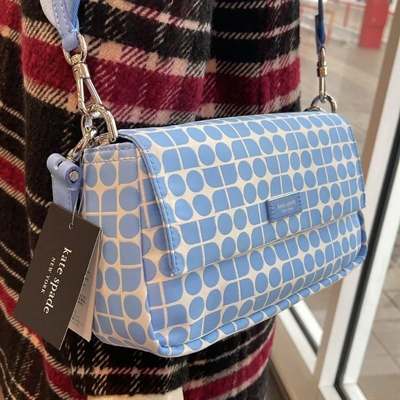 Kate Spade Noel Jacquard Convertible Crossbody Canvas XBody 
Astral Blue 
NWT - Picture 3 of 16